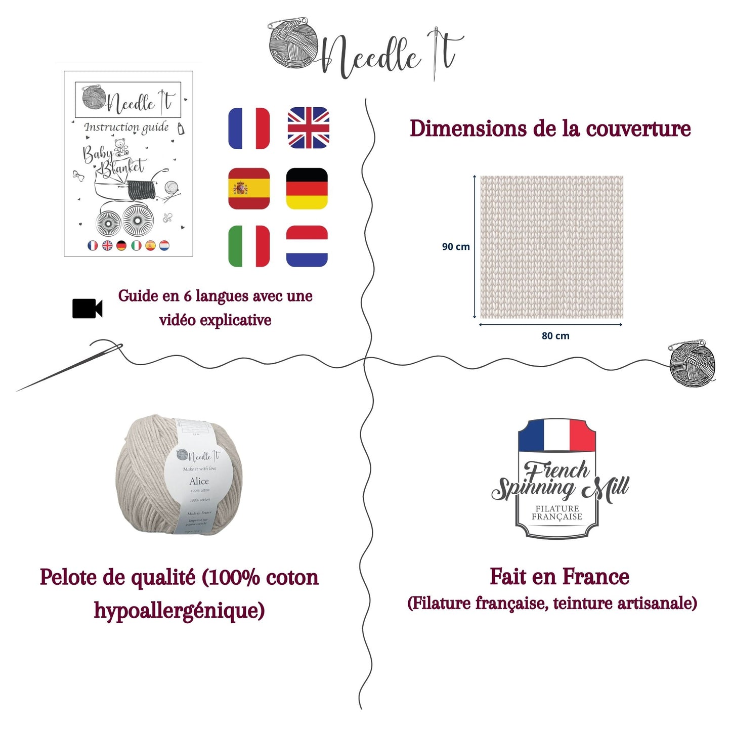 Kit para tejer : La manta de bebé